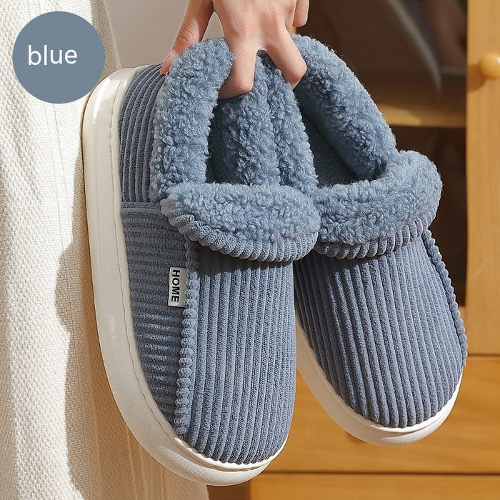 Women's Ankle Wrap Cotton Slippers Fleece-lined Warm Slugged Bottom