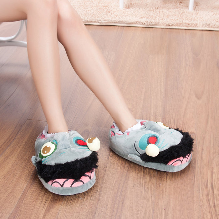 Halloween Cartoon Zombie-monster House Winter Funny Thick Non-slip Warm Cotton Slippers