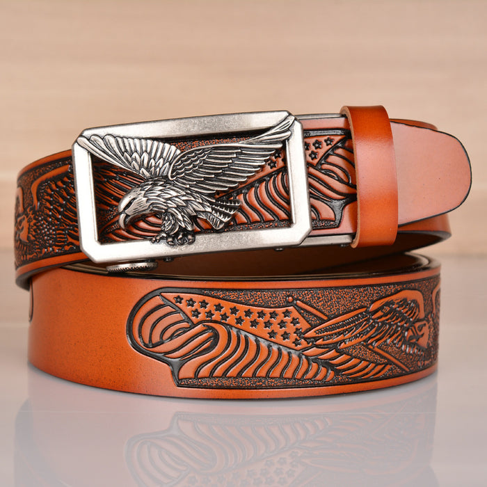 Leather Belt Eagle Embossed