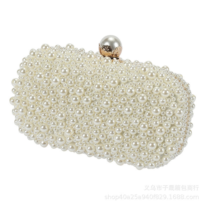 Women's Pearl Dinner Bag Soft Surface Lock Clutch