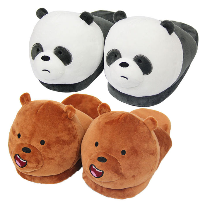 Cute Bear Plush Slippers Couple Home Warm Shoes