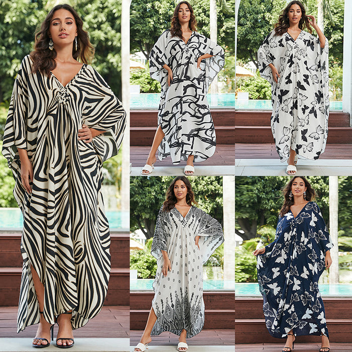 Cotton Beach Cover-up Vacation Sun Protection Long Dress