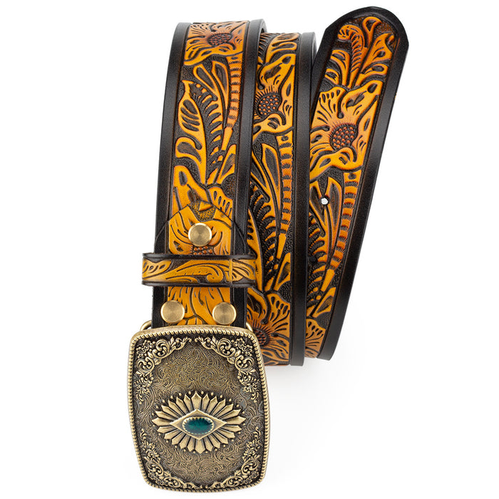 Grass Embossed Leather Belt