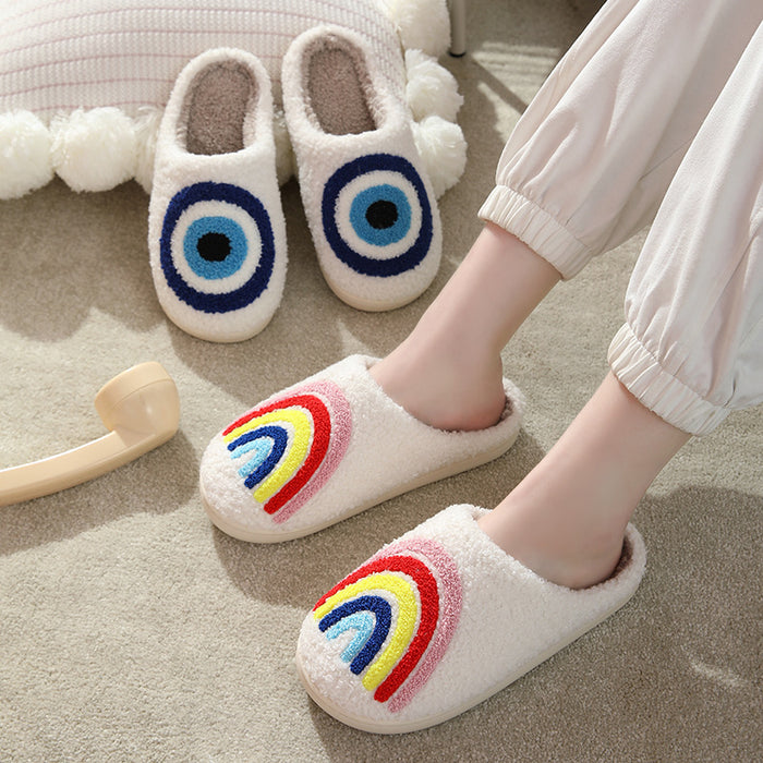 Couple Rainbow Warm Winter Cotton Slippers