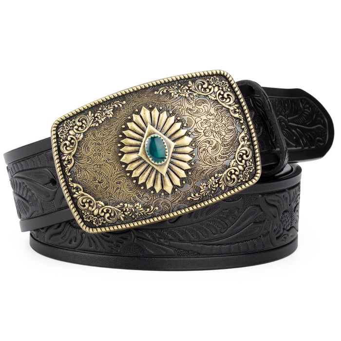 Grass Embossed Leather Belt