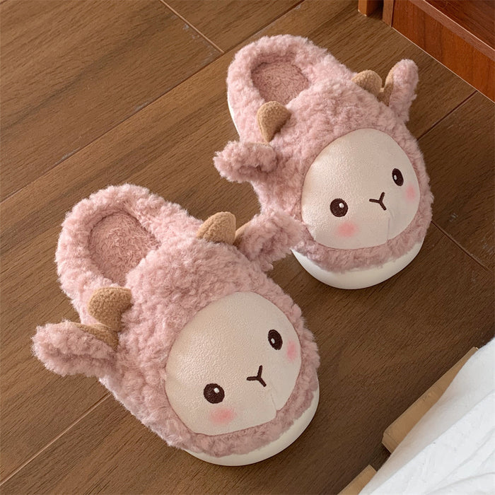 Cute Sheep Winter Bag Heel Warm Non Slip Slippers