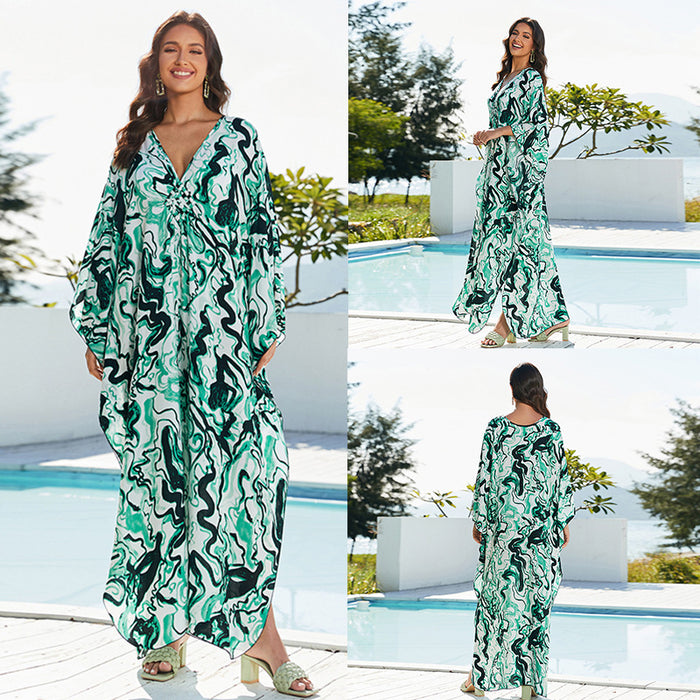 Cotton Beach Cover-up Vacation Sun Protection Long Dress