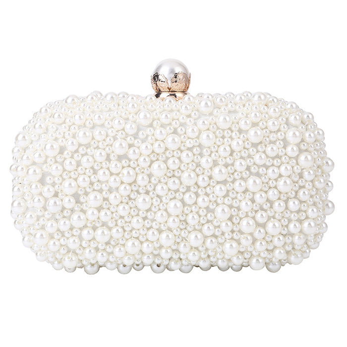 Women's Pearl Dinner Bag Soft Surface Lock Clutch