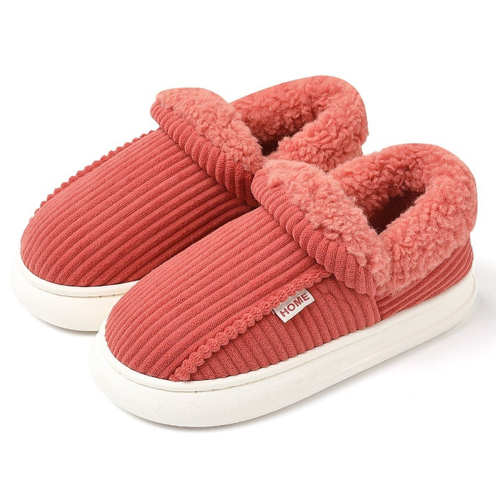 Women's Ankle Wrap Cotton Slippers Fleece-lined Warm Slugged Bottom