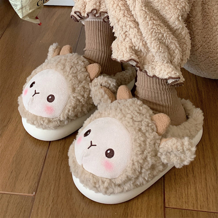 Cute Sheep Winter Bag Heel Warm Non Slip Slippers