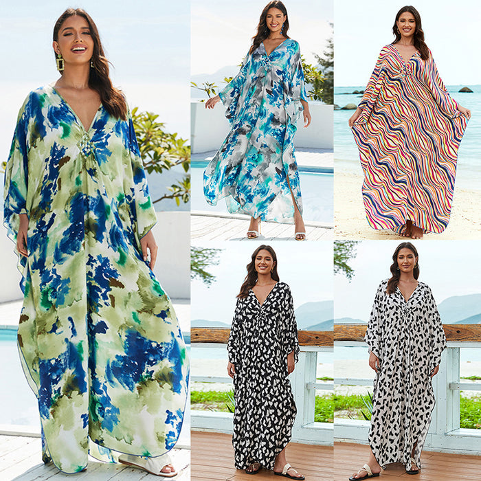 Cotton Beach Cover-up Vacation Sun Protection Long Dress