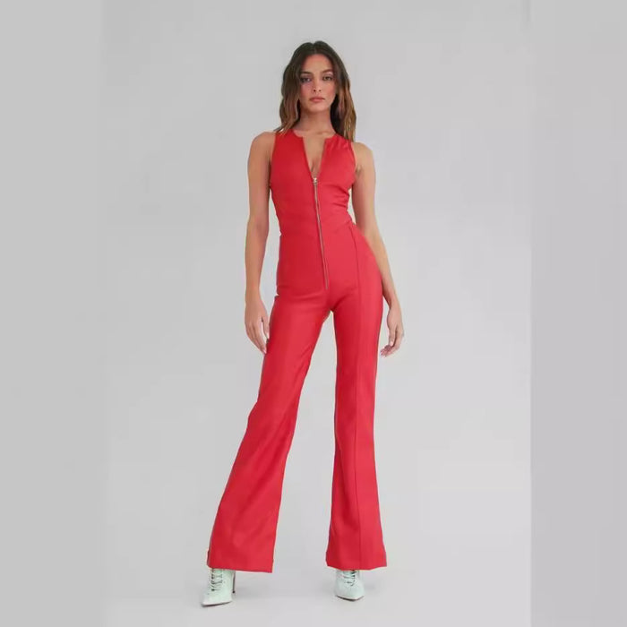 Street Retro Style High Waist Denim Jumpsuit