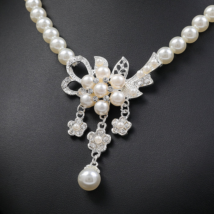 Pearl Flower Necklace & Earring Set