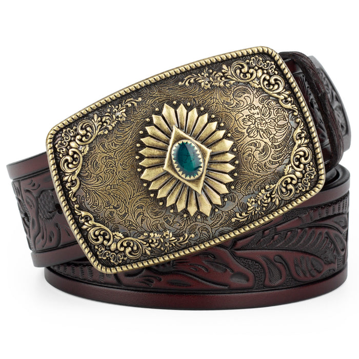 Grass Embossed Leather Belt