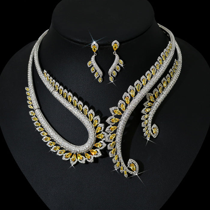 INS Wind Zircon Necklace & Earring Set